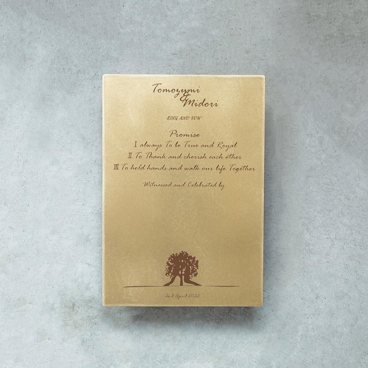 真鍮結婚証明書 結婚証明書 打刻印 真鍮 刻印 セット - ウェディング